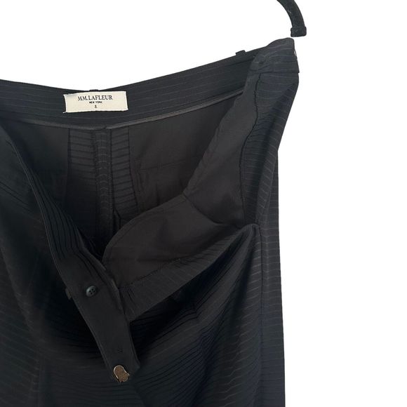MM. Lafleur The Howland Mini Stripe Pleated Black Trouser Pants Pockets Size 6 - Picture 10 of 13
